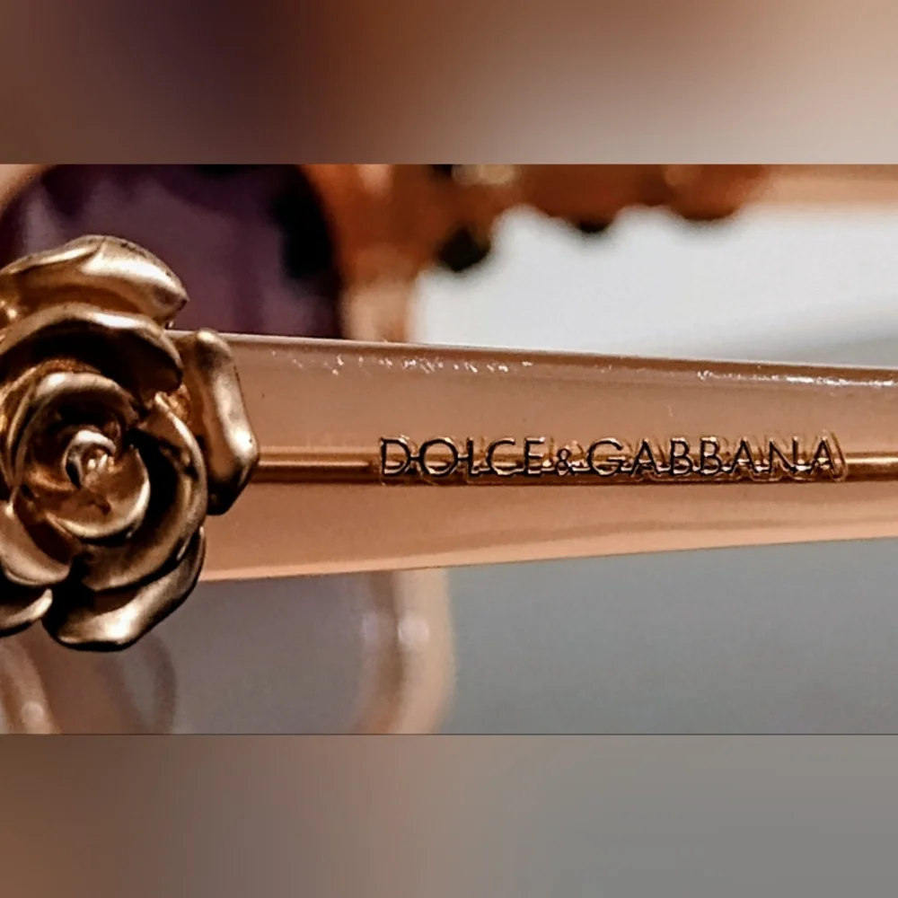 Dolce & Gabbana Rose Embellished Sunglasses - Rose Gold and Purple - Picture 8 of 9